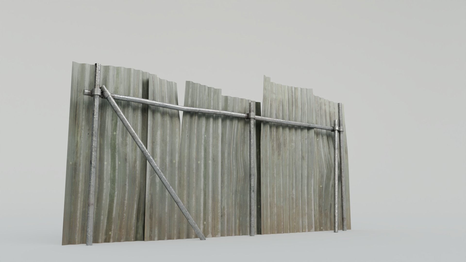 Metal Fence with 4K Textures Low-poly 3D model_9