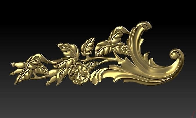 pattern CNC gold-plated sculpted wooden frame pattern 3D model  3D model