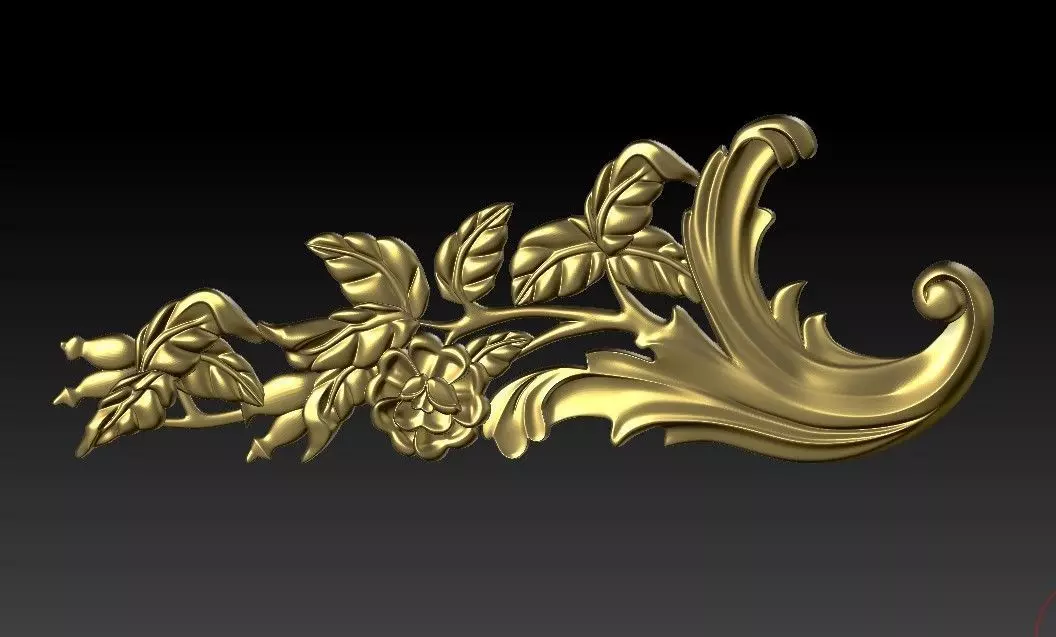 pattern CNC gold-plated sculpted wooden frame pattern 3D model 3D model_0