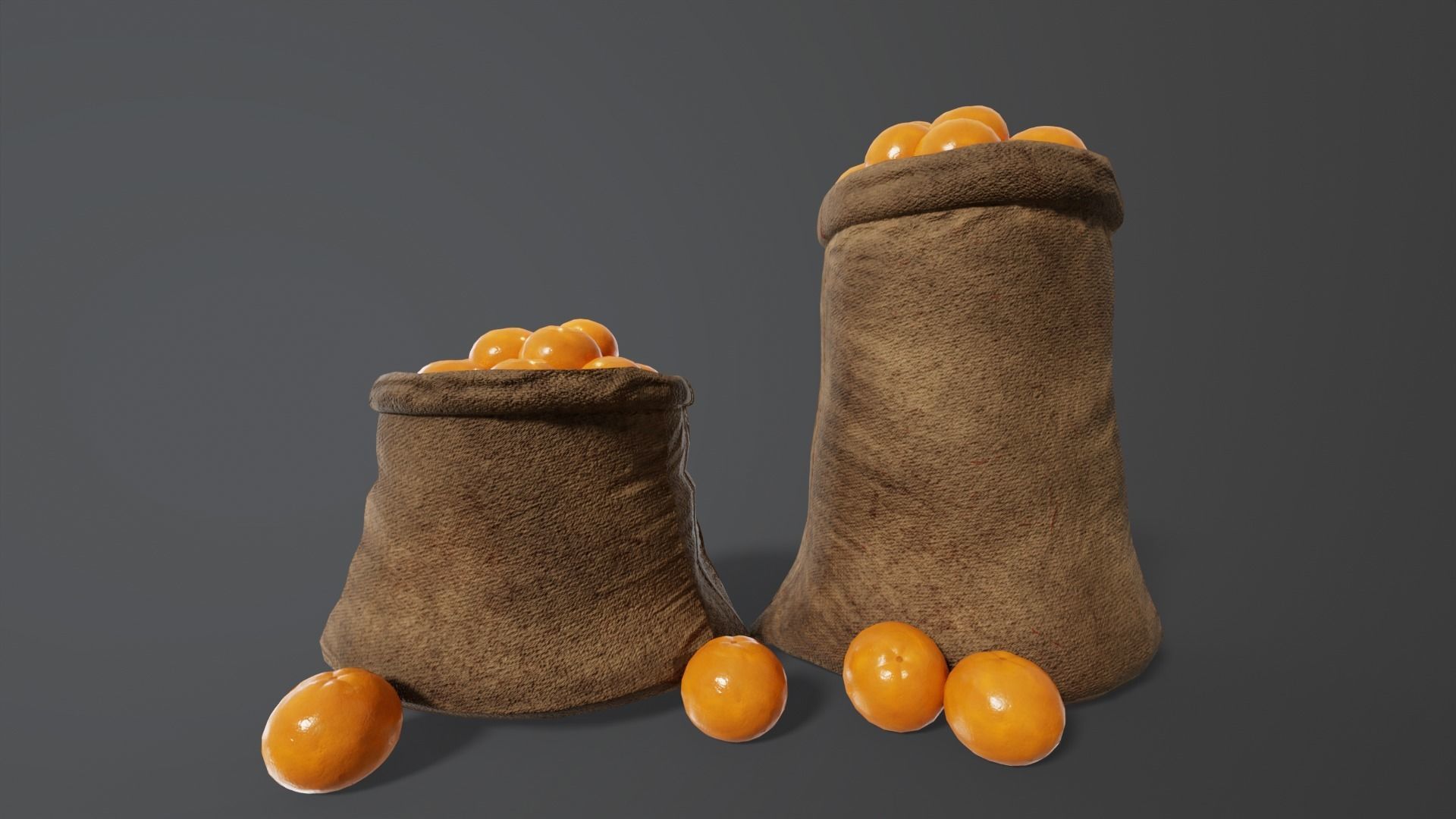 Orange Fruit Sacks Low-poly 3D model_4