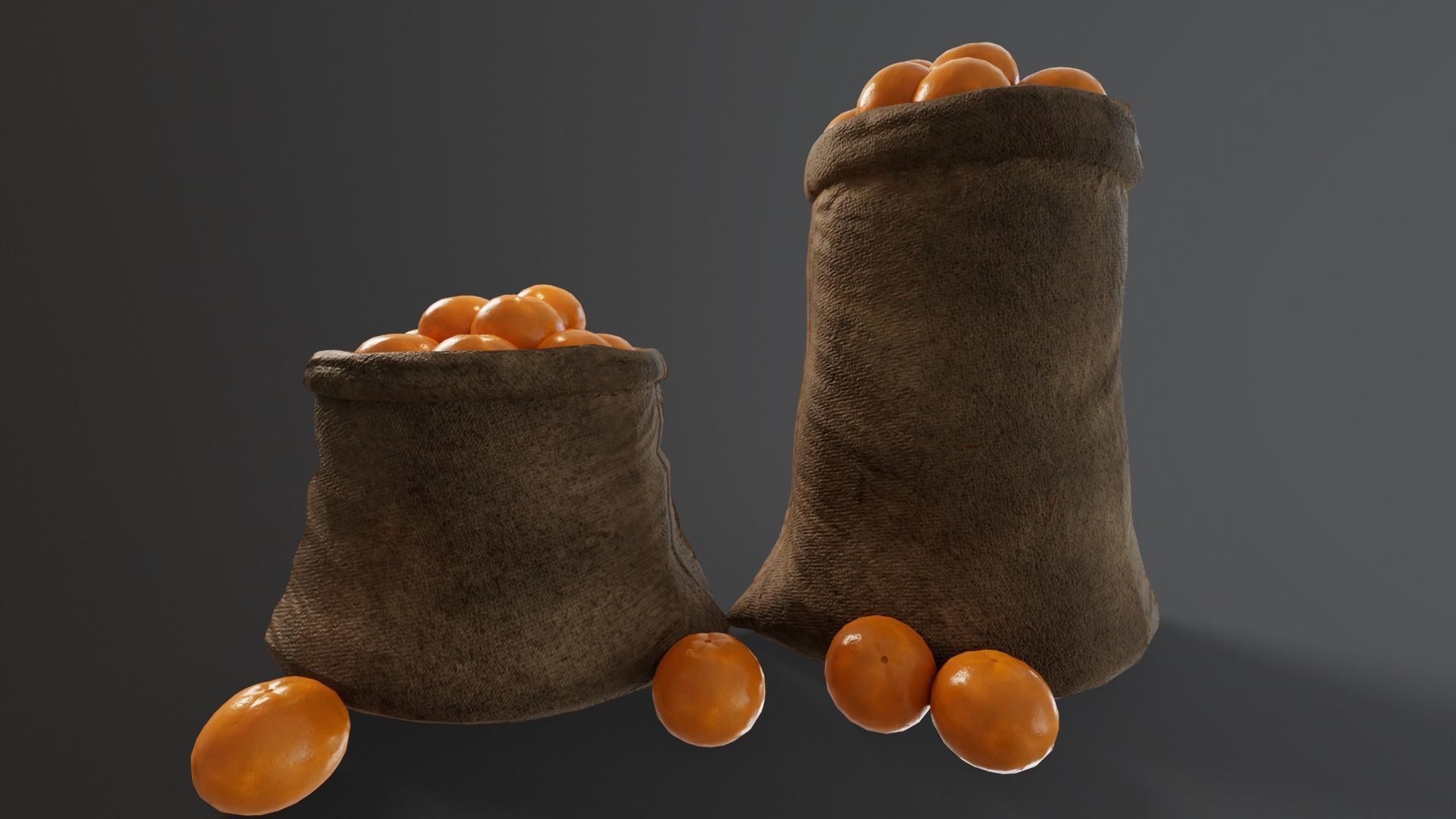 Orange Fruit Sacks Low-poly 3D model_13