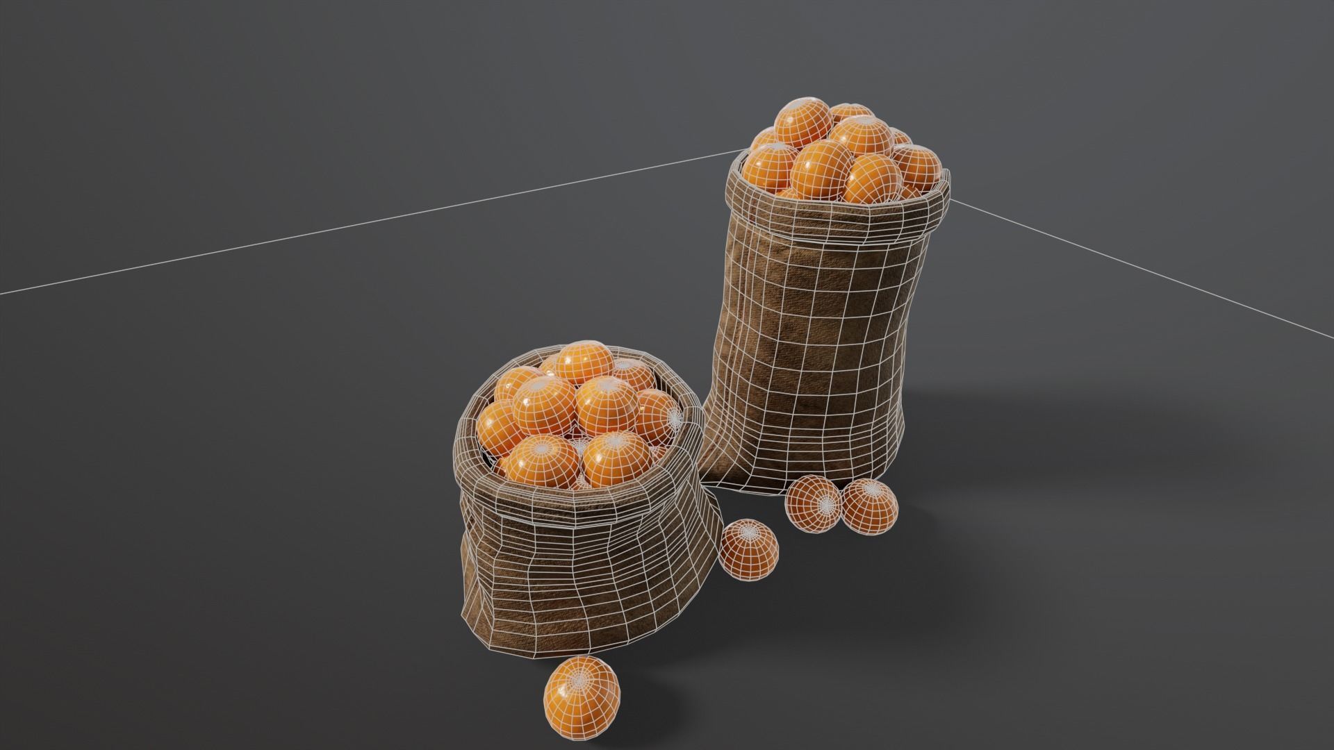 Orange Fruit Sacks Low-poly 3D model_7