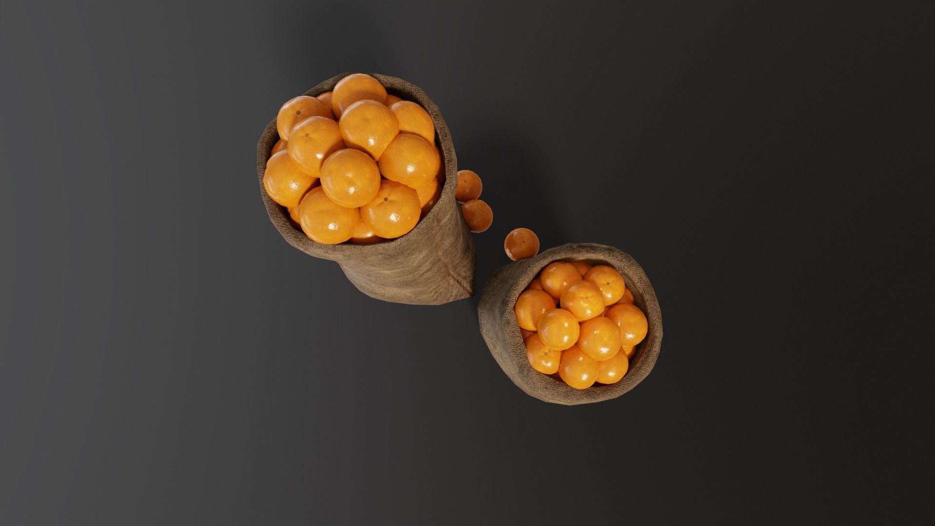 Orange Fruit Sacks Low-poly 3D model_8