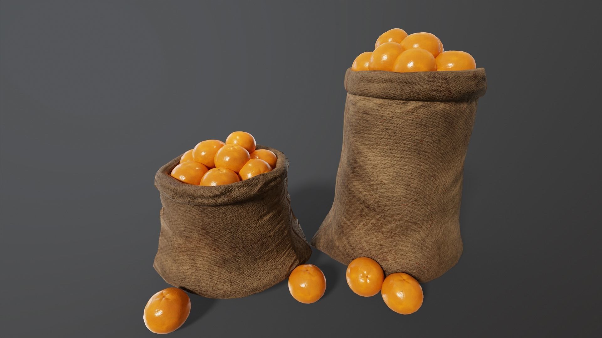 Orange Fruit Sacks Low-poly 3D model_2