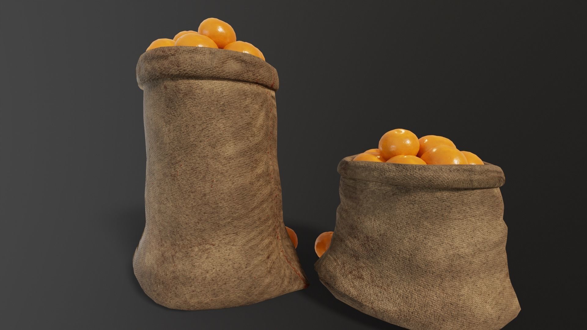 Orange Fruit Sacks Low-poly 3D model_11