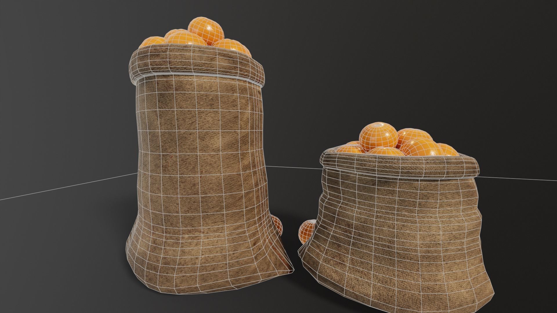 Orange Fruit Sacks Low-poly 3D model_12