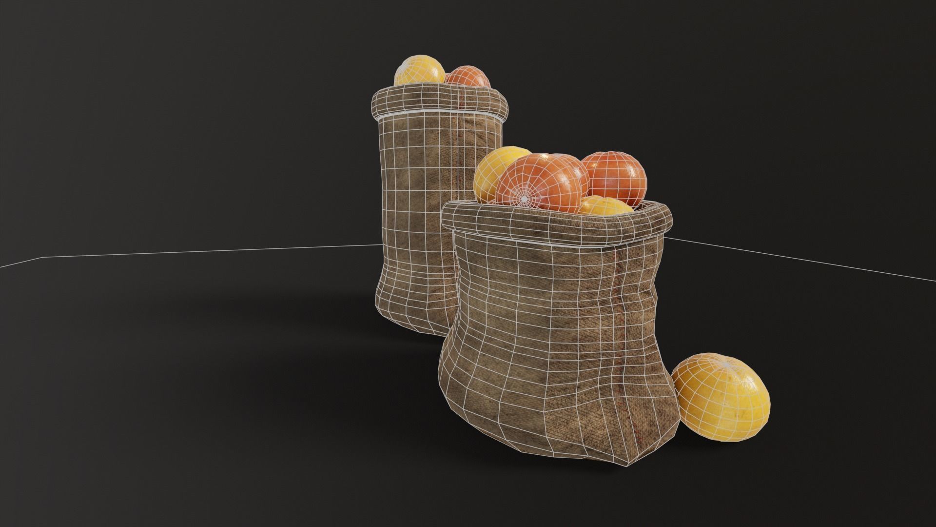 Grapefruit Sacks Low-poly 3D model_4