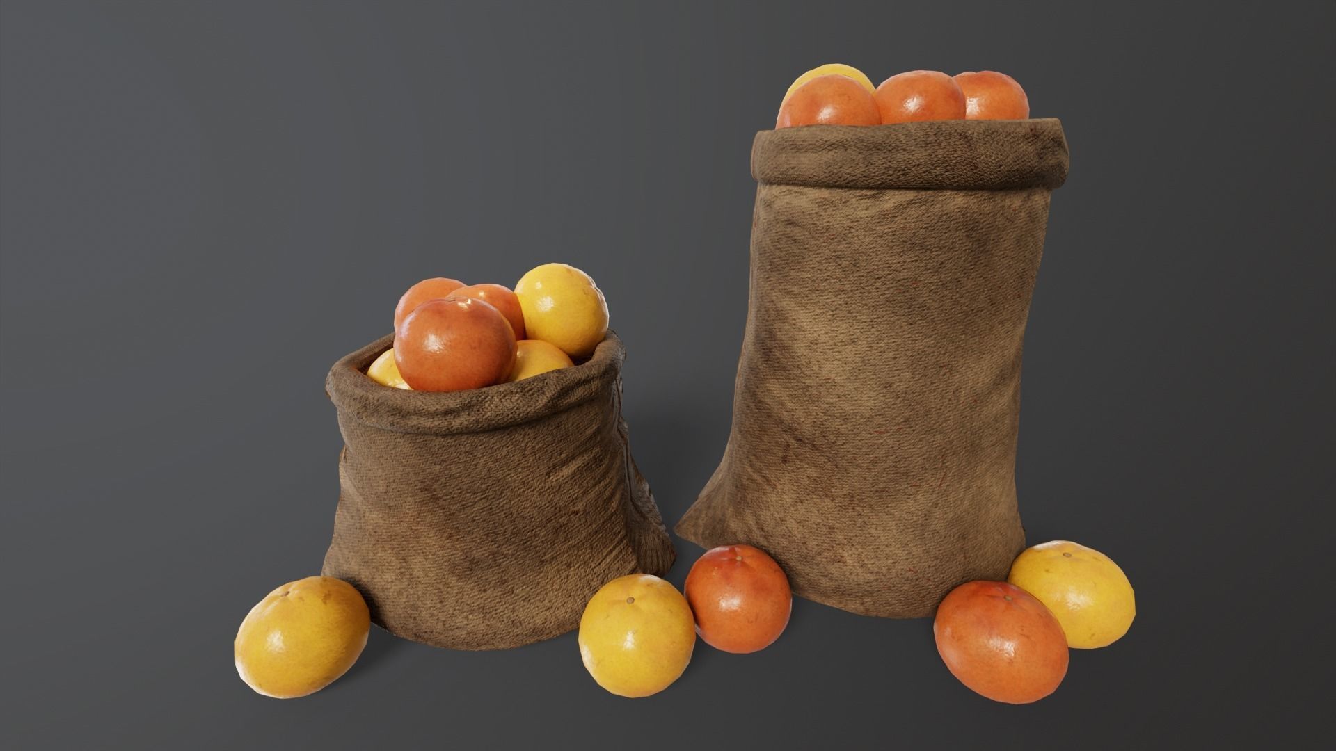 Grapefruit Sacks Low-poly 3D model_1