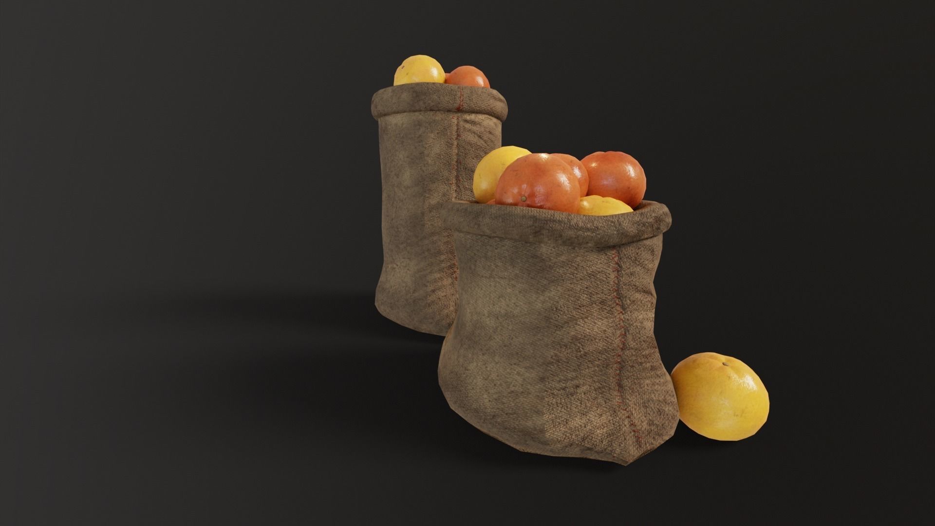Grapefruit Sacks Low-poly 3D model_3