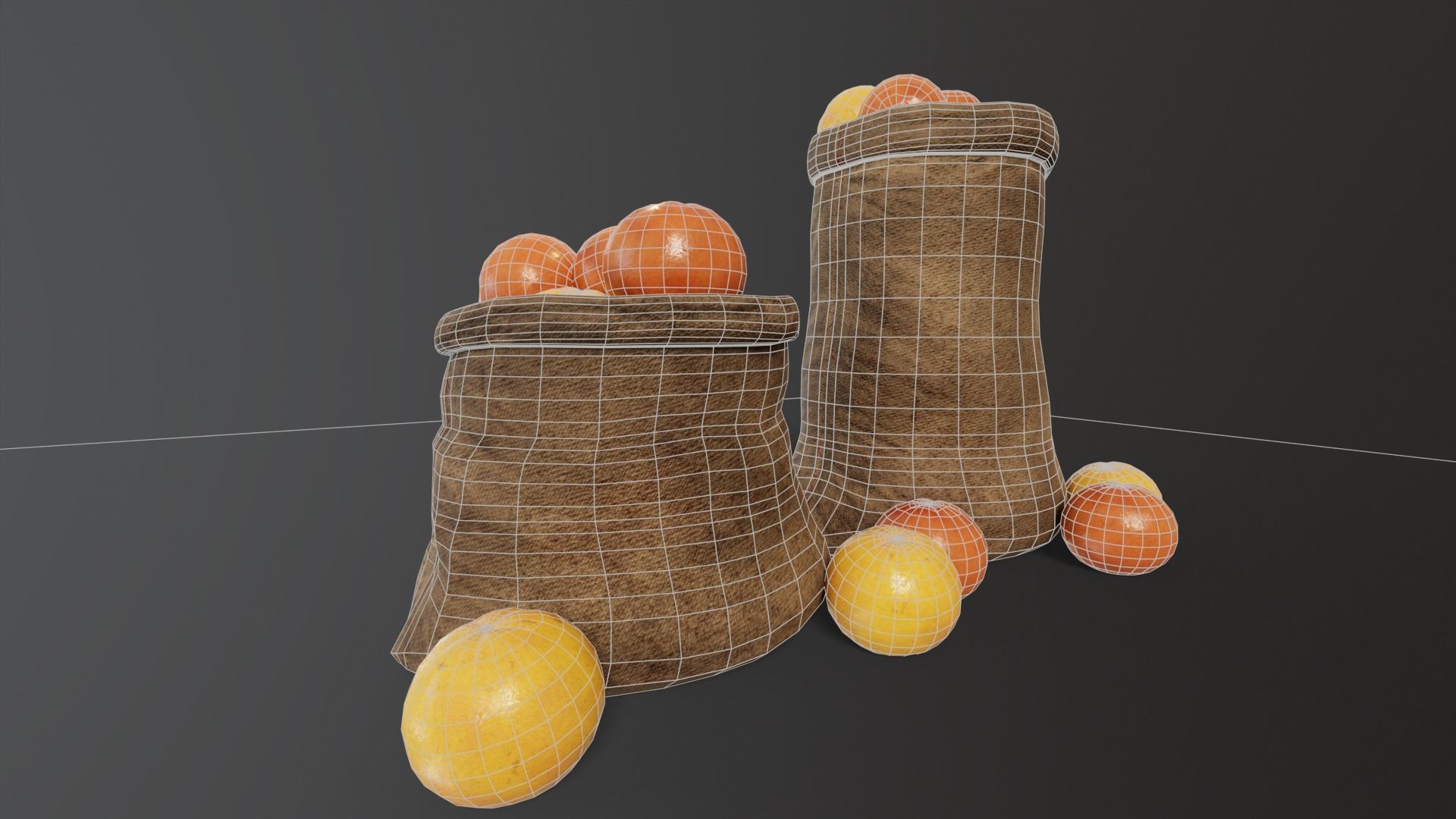 Grapefruit Sacks Low-poly 3D model_9