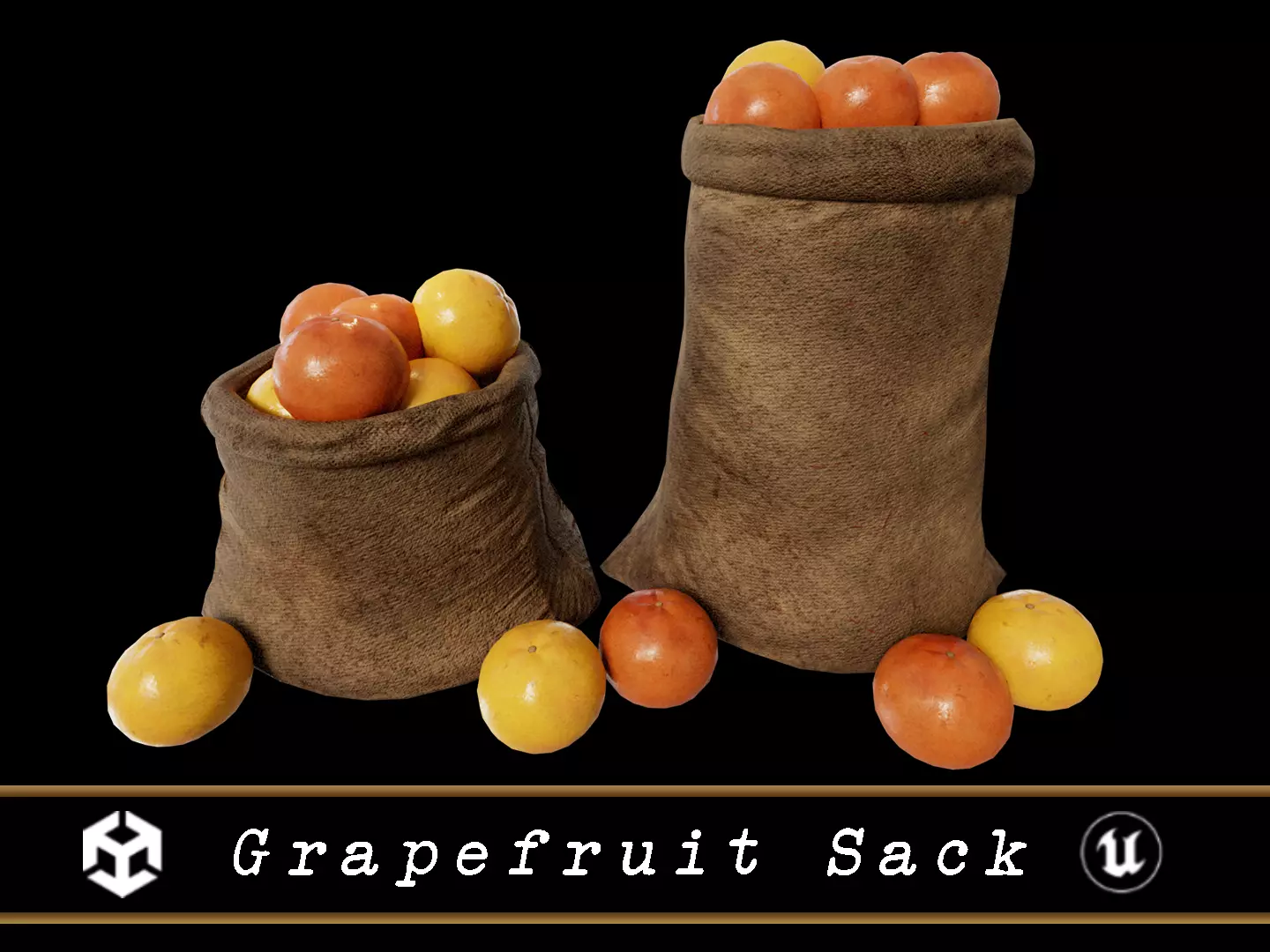 Grapefruit Sacks Low-poly 3D model_0