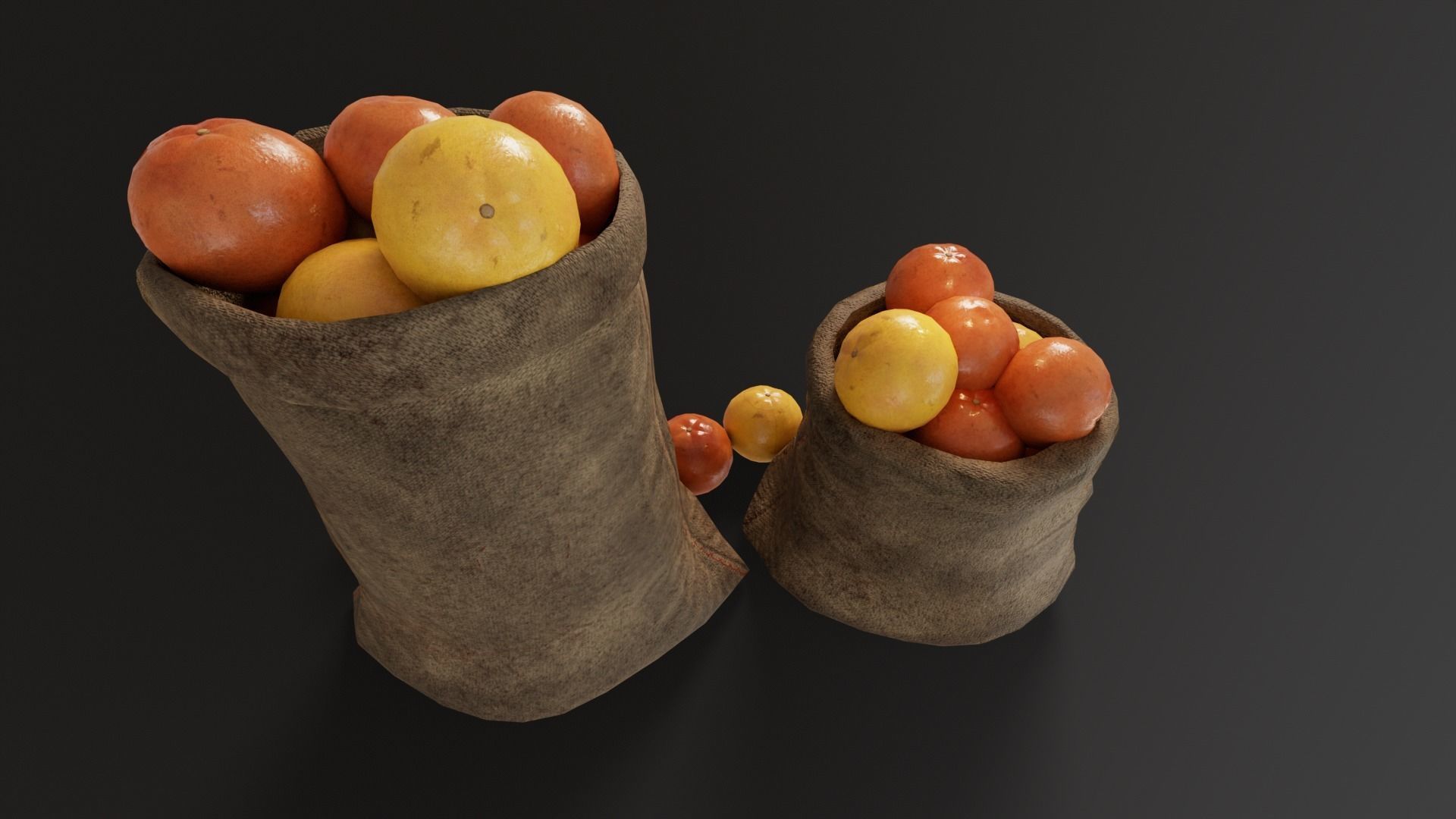 Grapefruit Sacks Low-poly 3D model_8