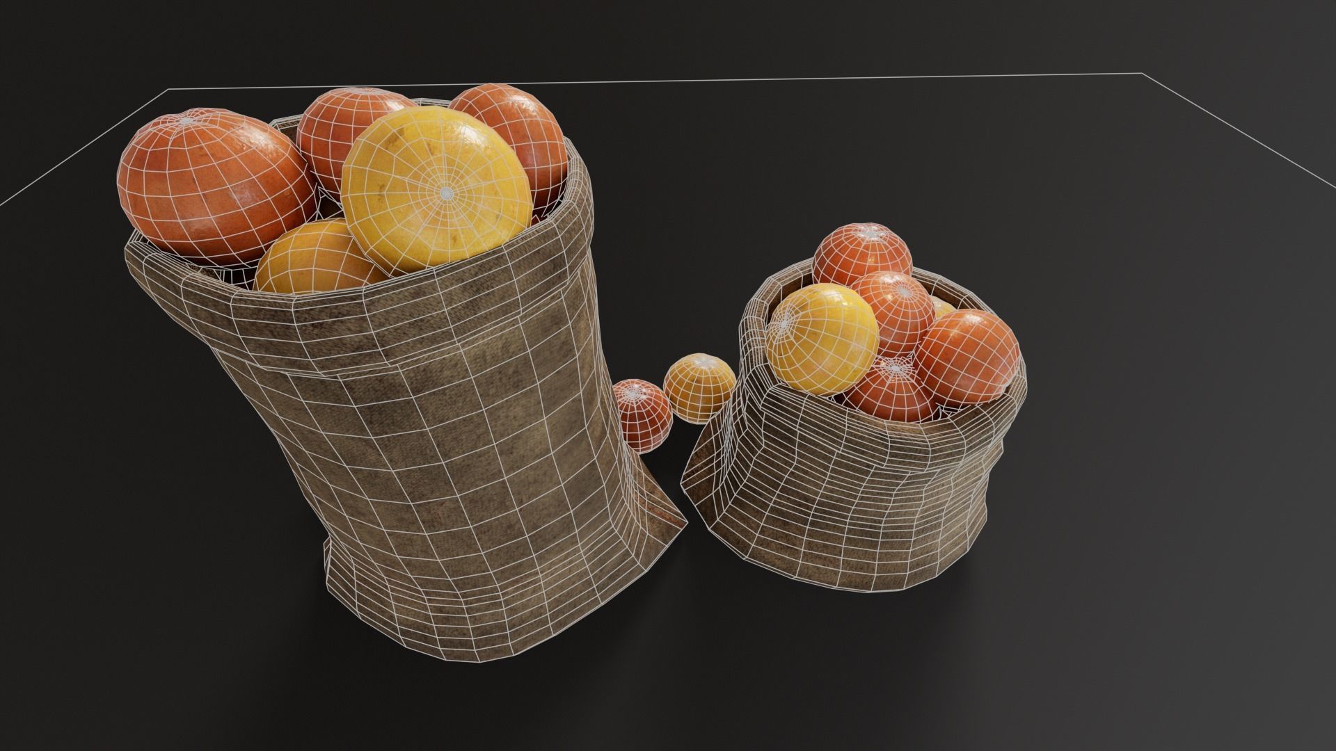Grapefruit Sacks Low-poly 3D model_10