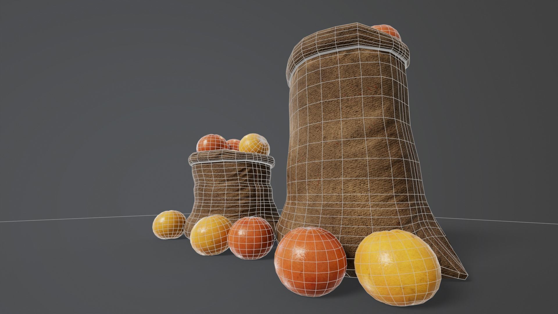 Grapefruit Sacks Low-poly 3D model_6