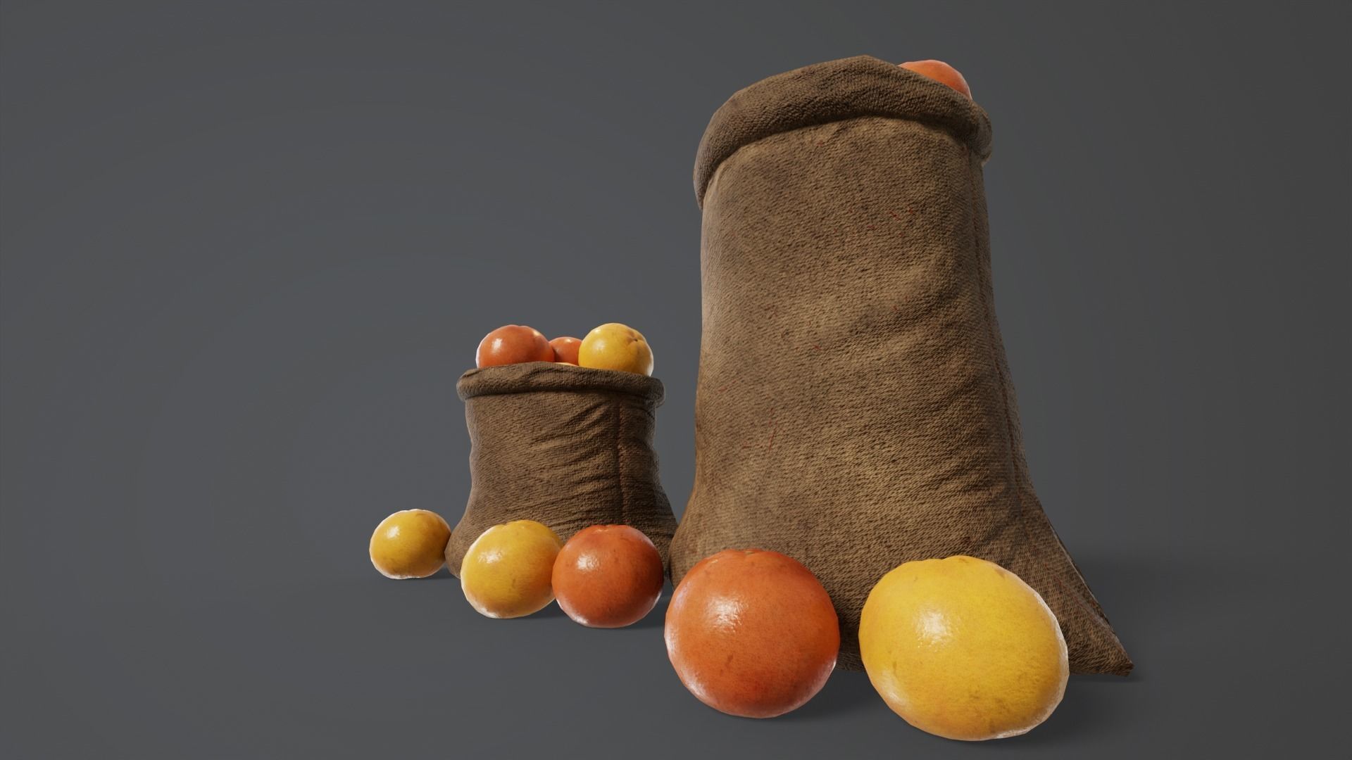 Grapefruit Sacks Low-poly 3D model_7