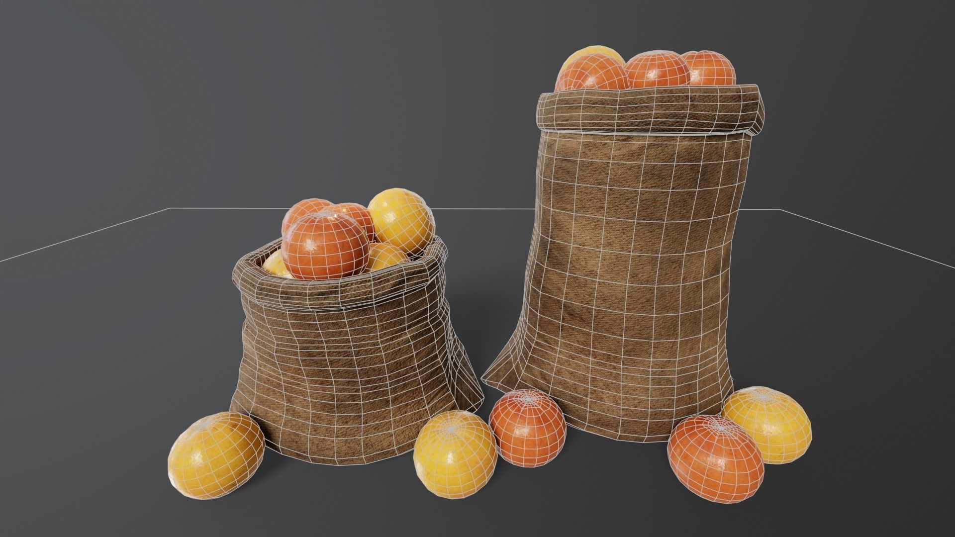 Grapefruit Sacks Low-poly 3D model_2