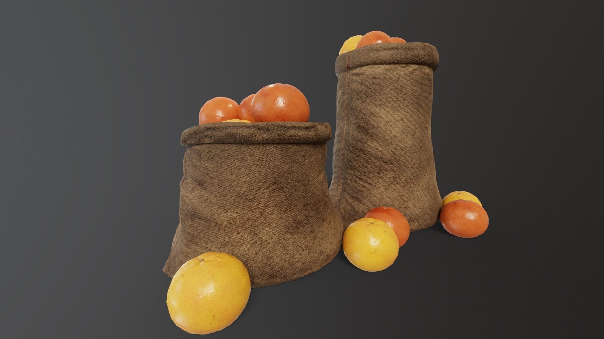 Grapefruit Sacks Low-poly 3D model_5