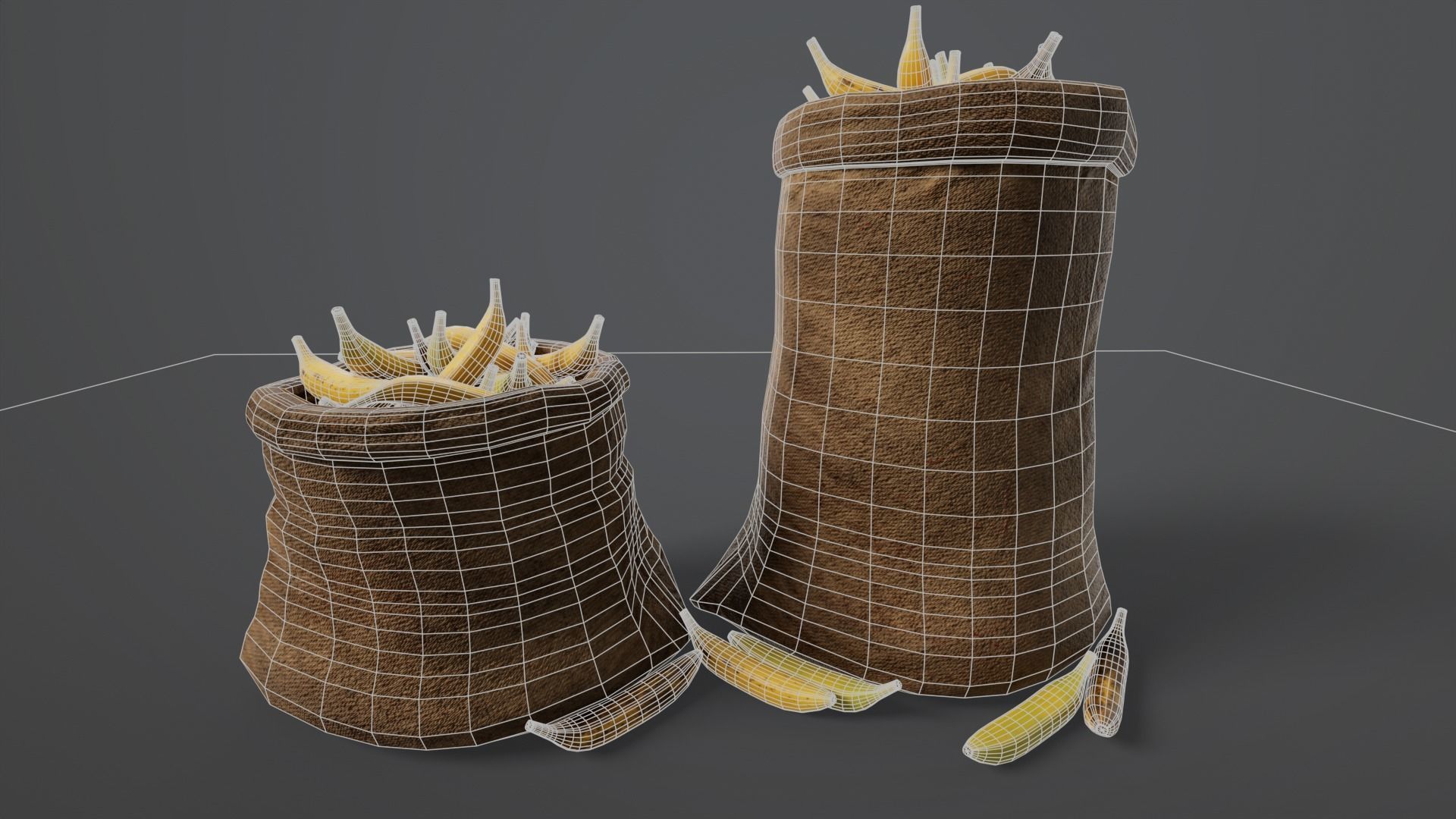 Bananas Sacks Low-poly 3D model_3