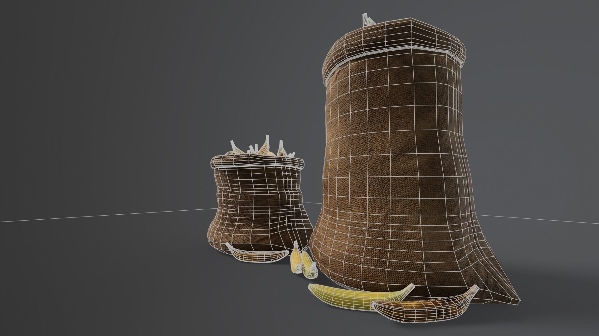 Bananas Sacks Low-poly 3D model_13