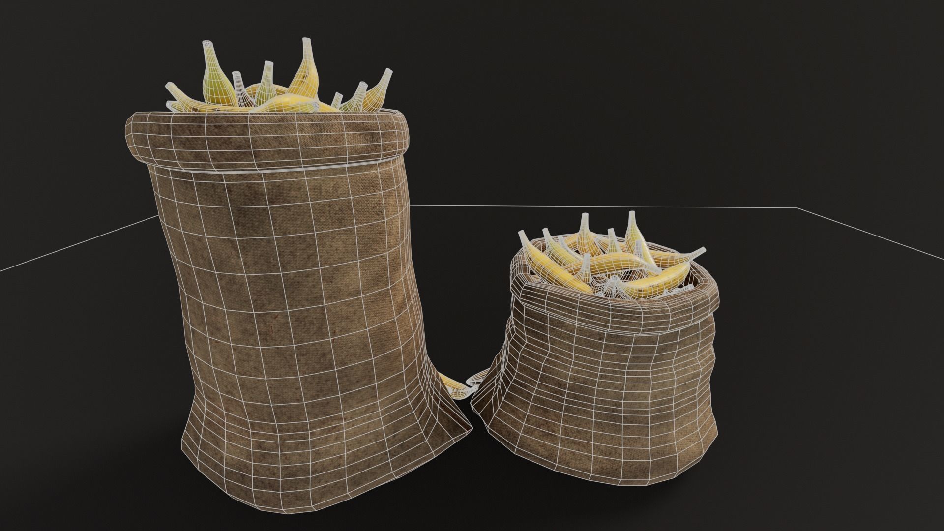 Bananas Sacks Low-poly 3D model_11