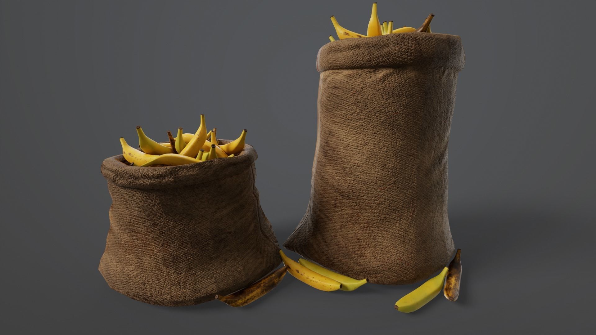 Bananas Sacks Low-poly 3D model_2