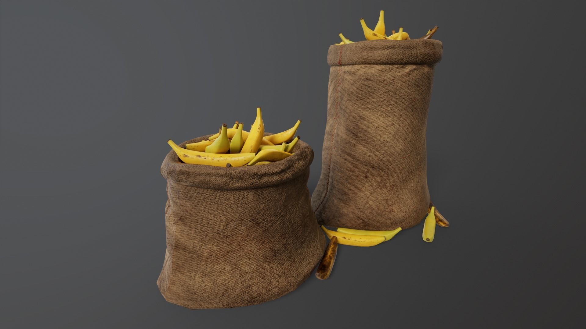 Bananas Sacks Low-poly 3D model_6