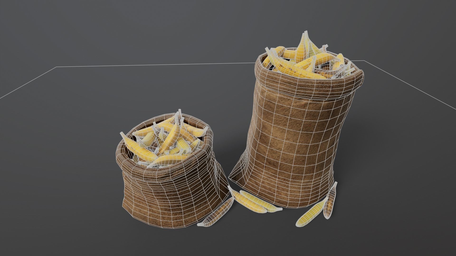 Bananas Sacks Low-poly 3D model_15