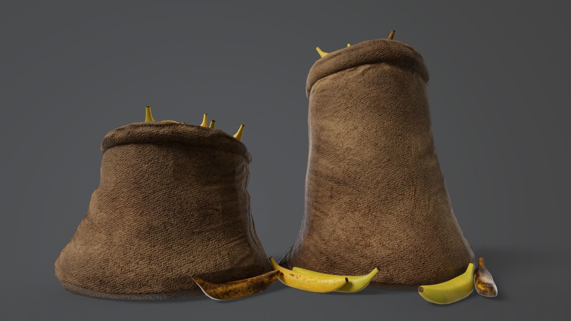 Bananas Sacks Low-poly 3D model_4