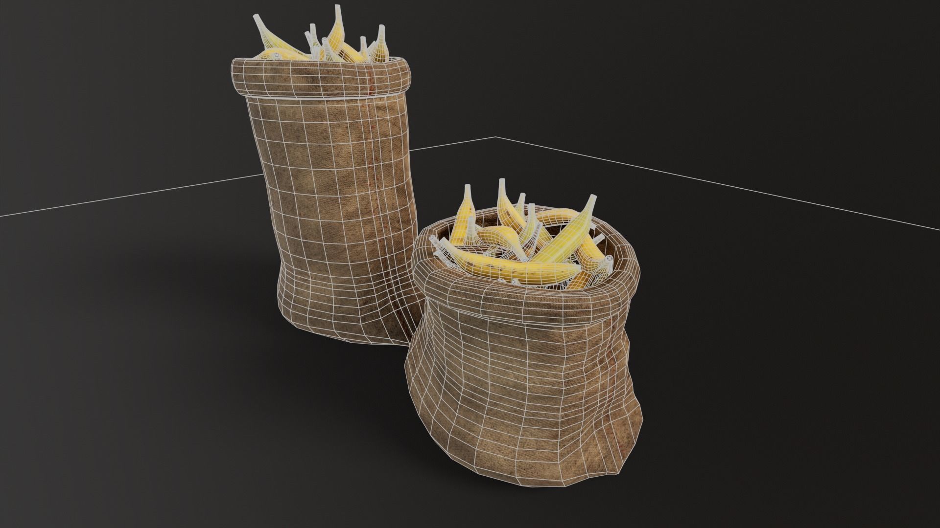 Bananas Sacks Low-poly 3D model_9