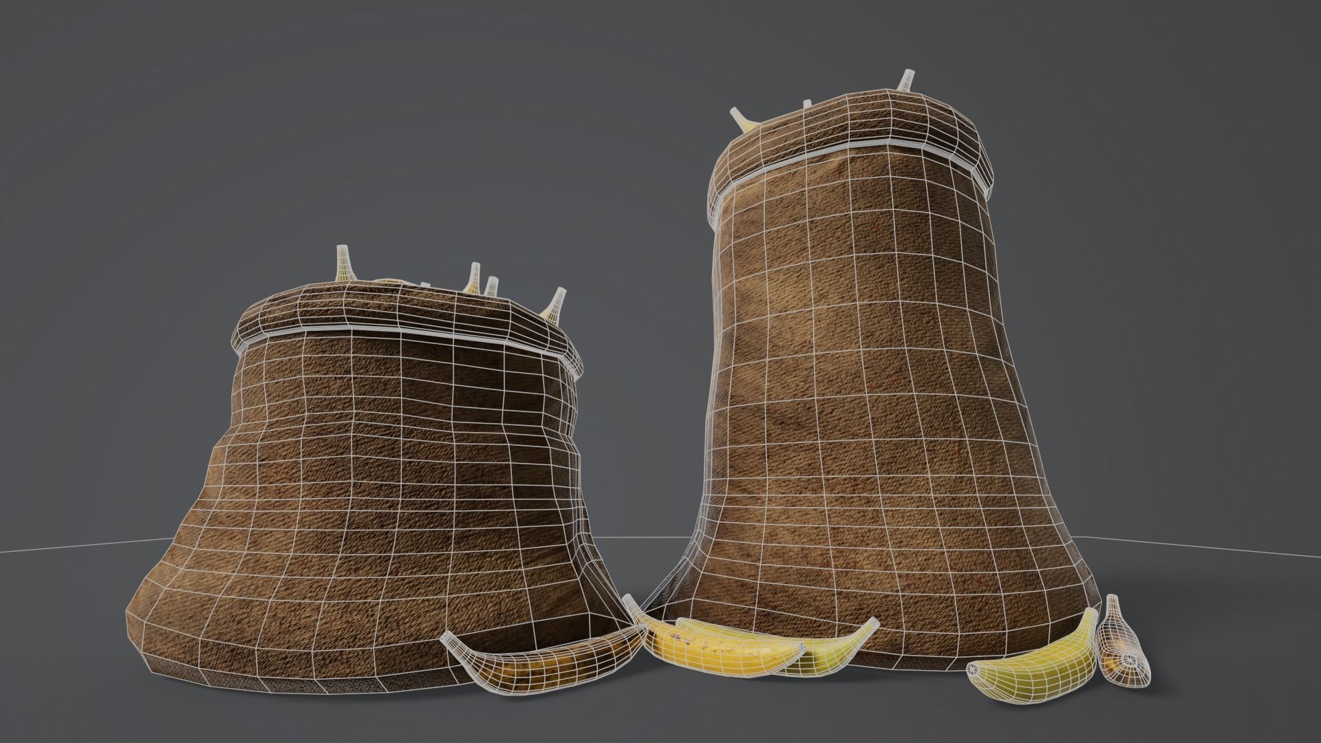 Bananas Sacks Low-poly 3D model_5