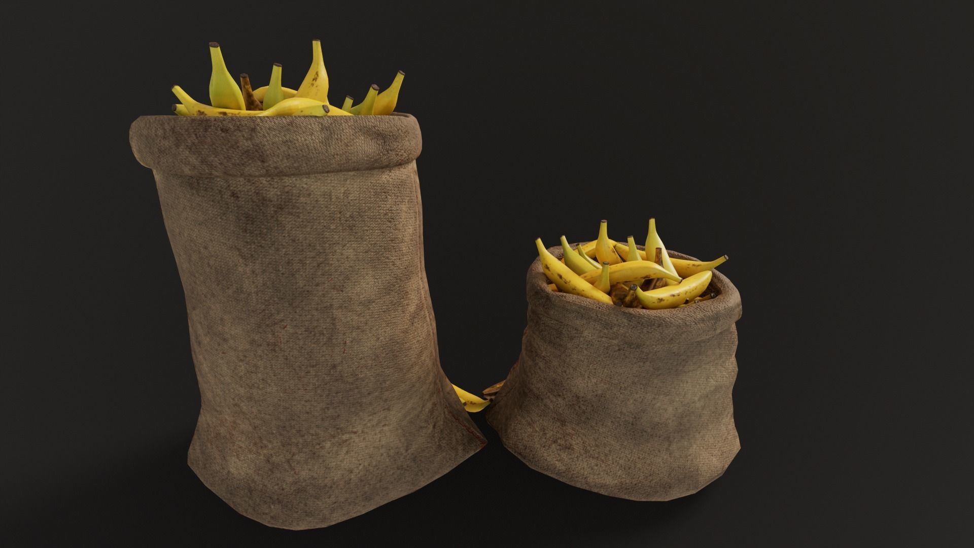 Bananas Sacks Low-poly 3D model_10