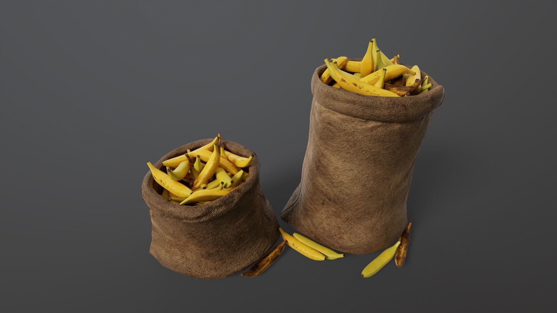 Bananas Sacks Low-poly 3D model_14