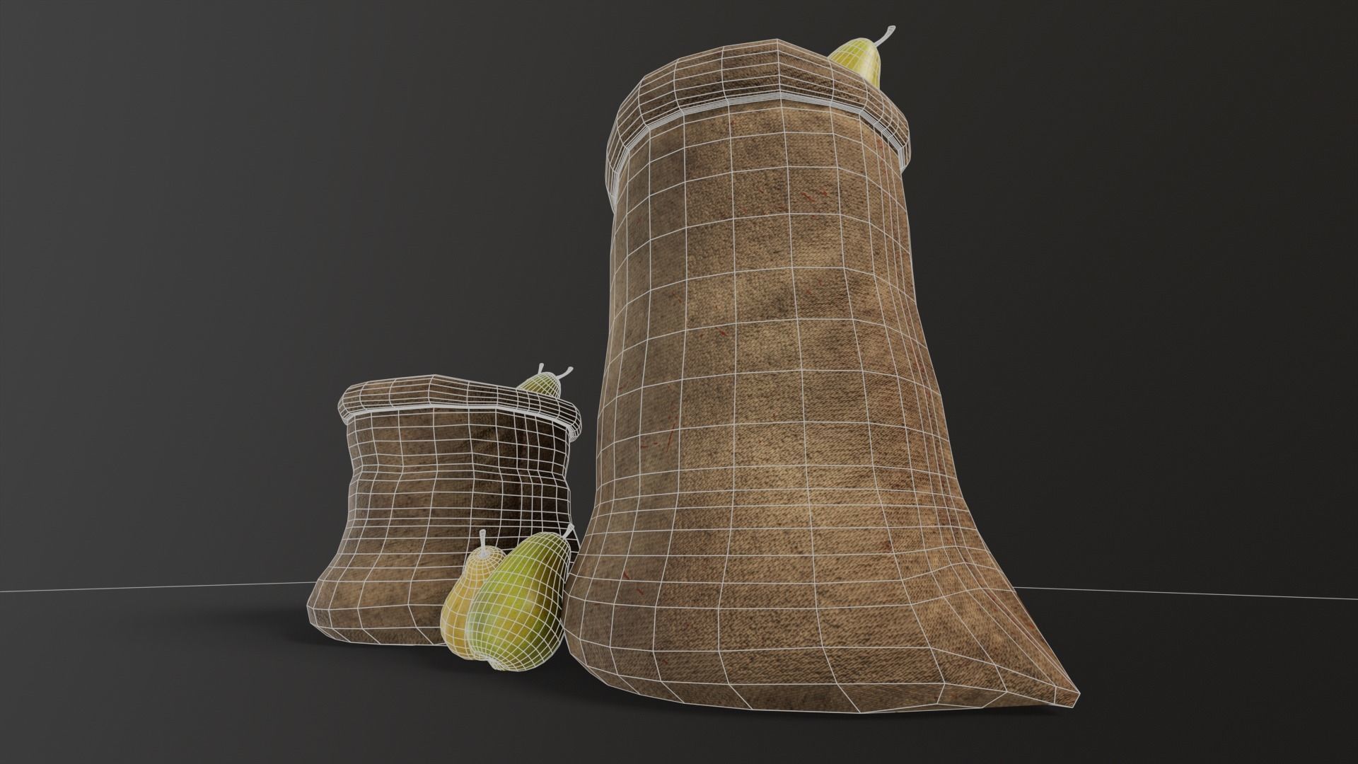 Pears Sacks Low-poly 3D model_14