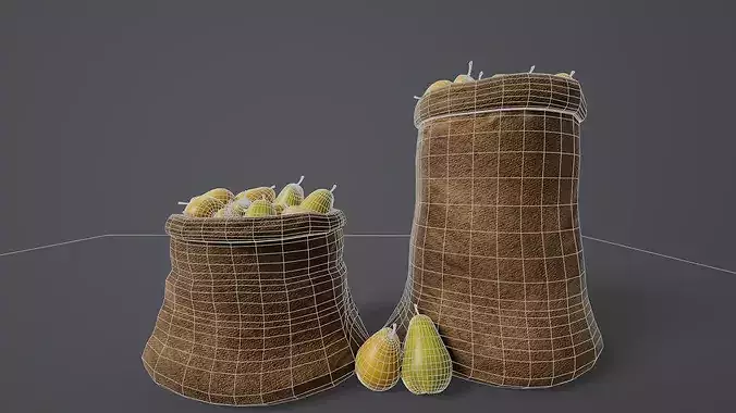 Pears Sacks Low-poly 3D model 3