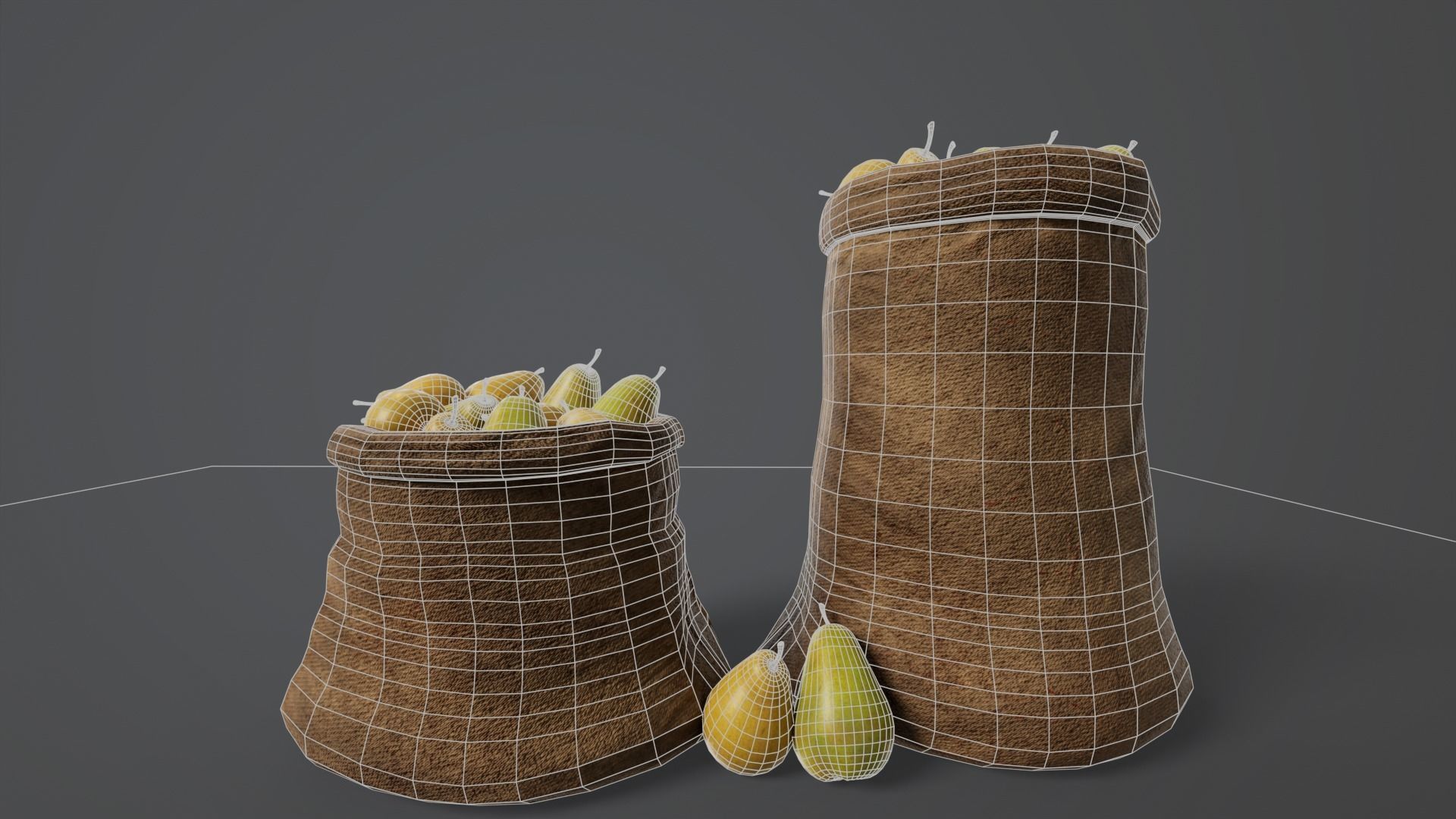 Pears Sacks Low-poly 3D model_3