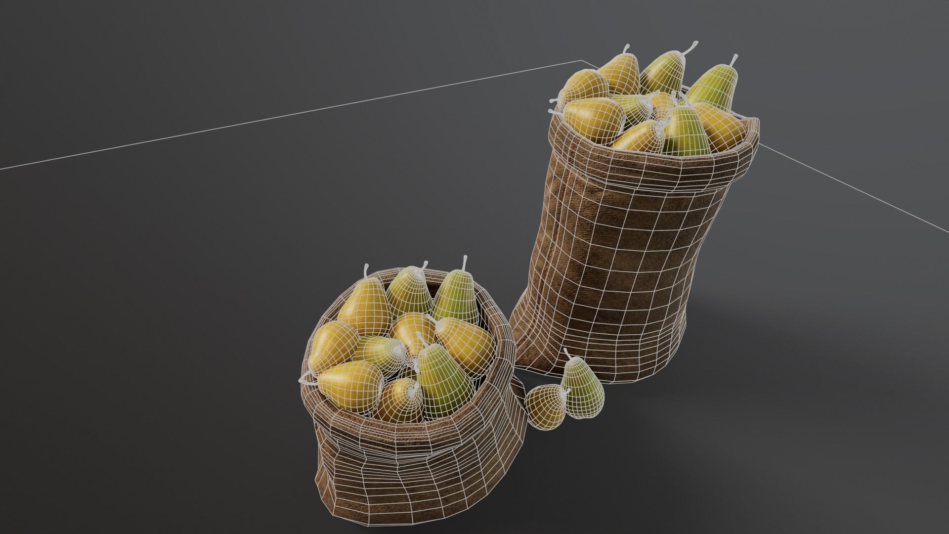 Pears Sacks Low-poly 3D model_7