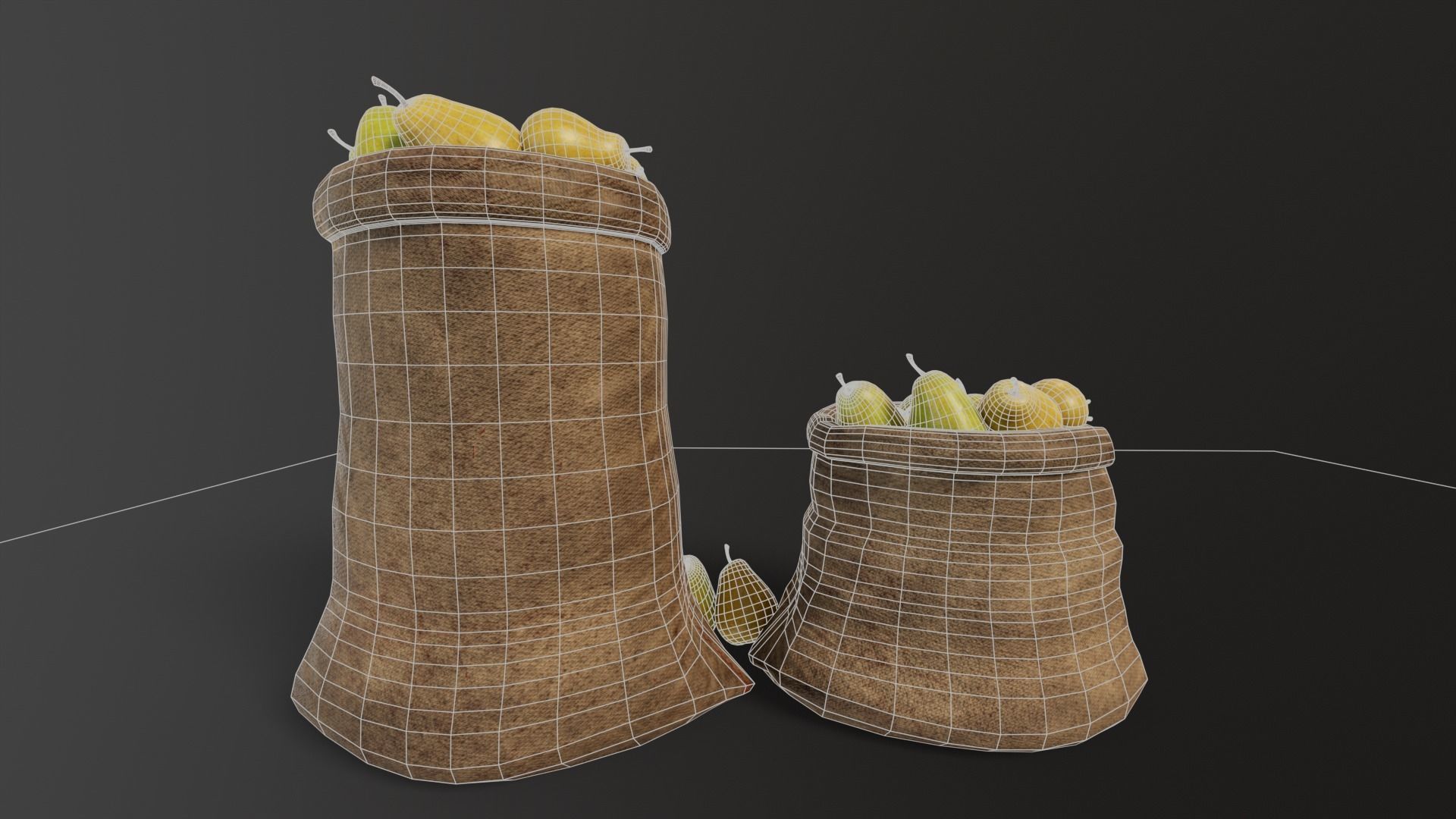 Pears Sacks Low-poly 3D model_11