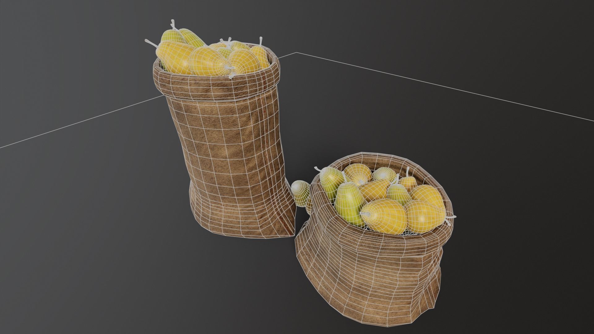 Pears Sacks Low-poly 3D model_9