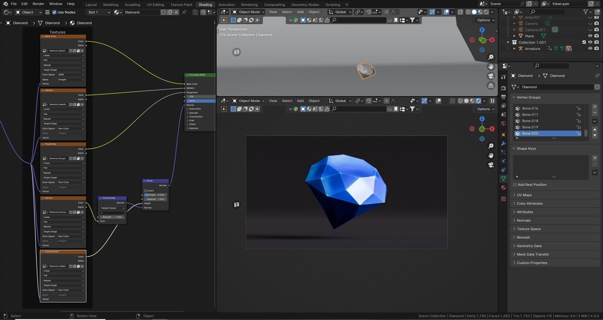 Low poly - Stylized Game Items - Diamond Low-poly 3D model_6