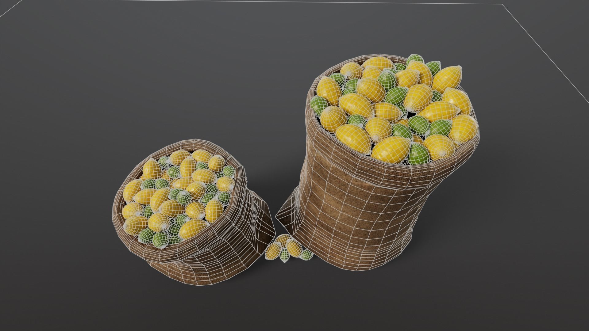 Lemon and Limes Sacks Low-poly 3D model_5