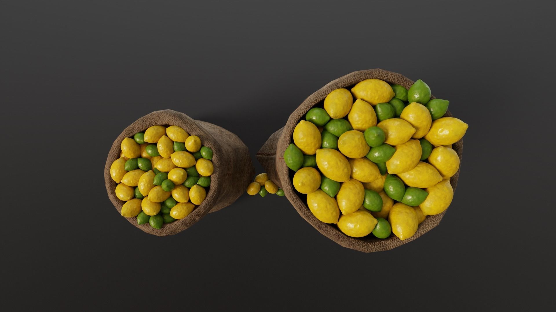 Lemon and Limes Sacks Low-poly 3D model_12