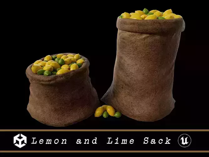 Lemon and Limes Sacks Low-poly 3D model