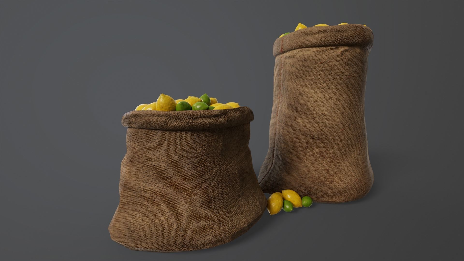 Lemon and Limes Sacks Low-poly 3D model_6