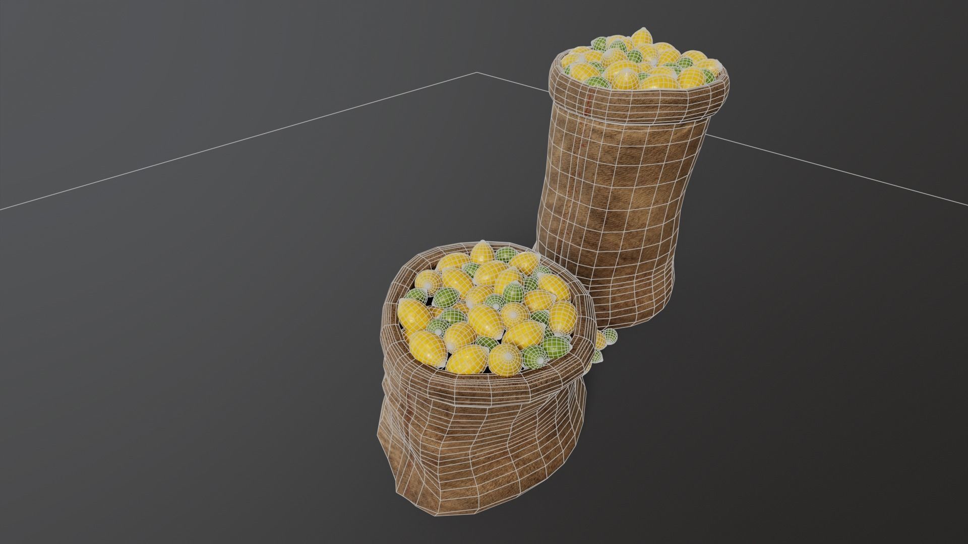 Lemon and Limes Sacks Low-poly 3D model_9