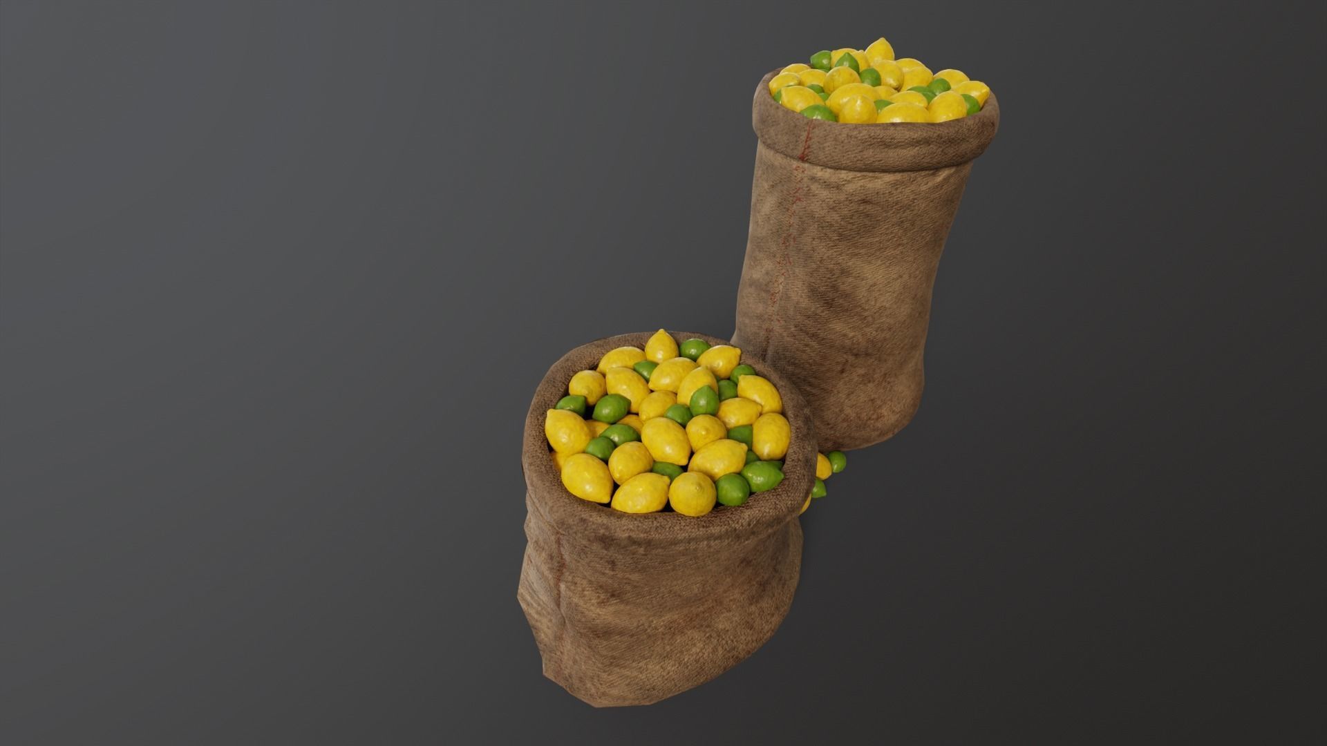 Lemon and Limes Sacks Low-poly 3D model_8