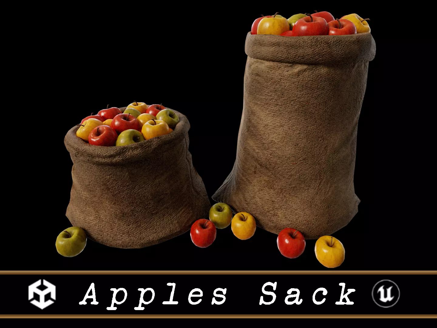 Apples Sacks Low-poly 3D model_0