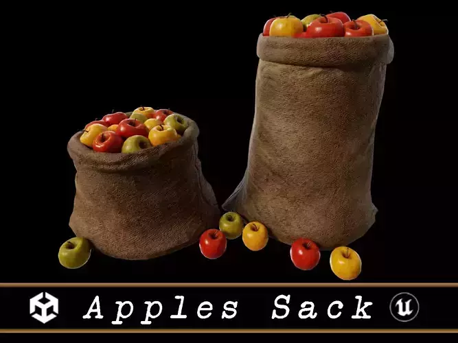 Apples Sacks Low-poly 3D model