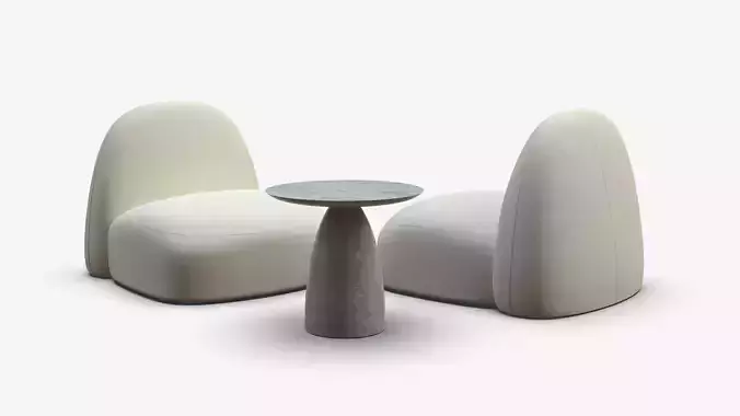 Rock Sofa and Concrete Side Table 