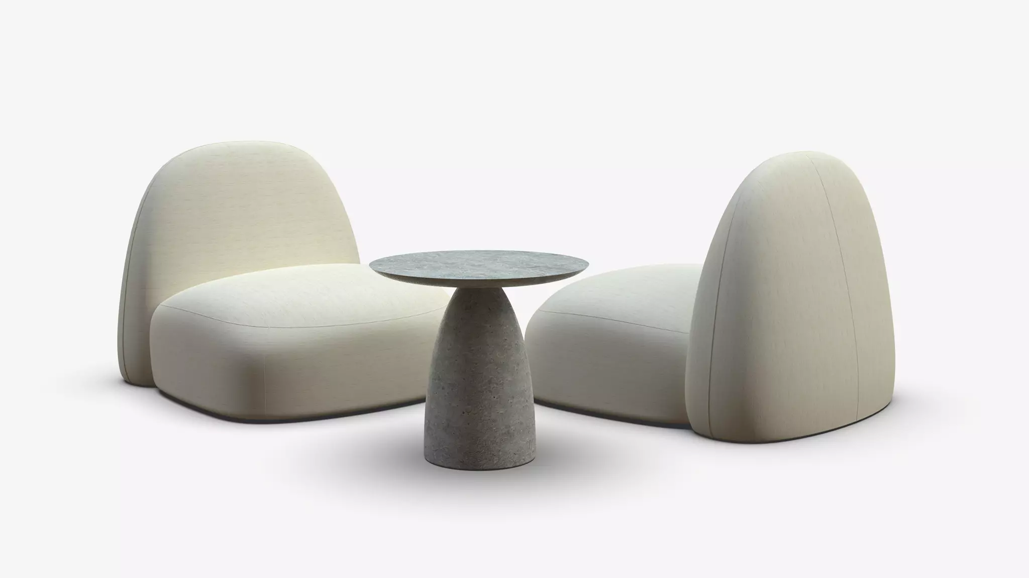 Rock Sofa and Concrete Side Table 3D model