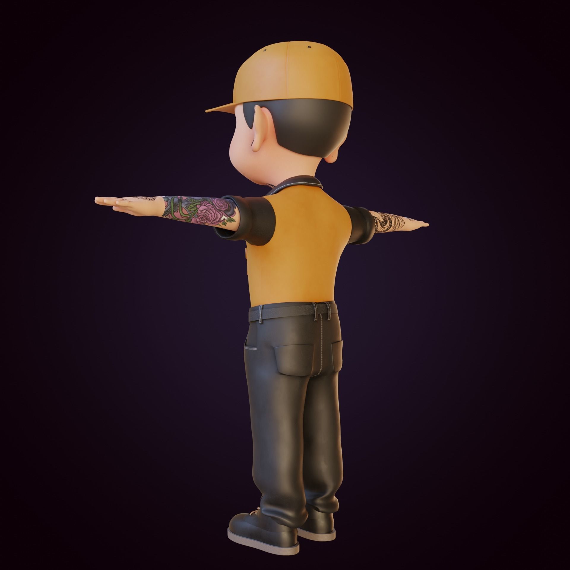 Giangho cartoon -Gangster Low-poly 3D model_13